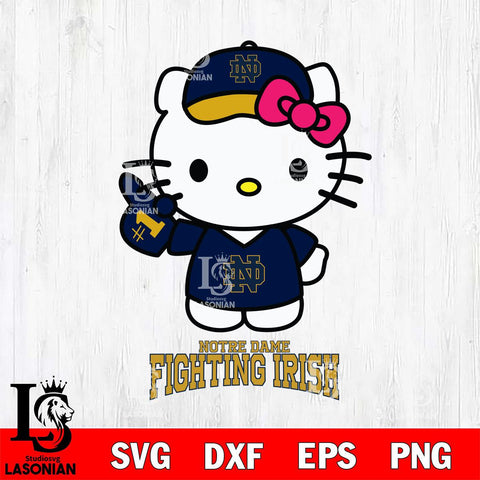Notre Dame Fighting Irish Hello Kitty Best Fan Svg Eps Dxf Png File, Digital Download, Instant Download
