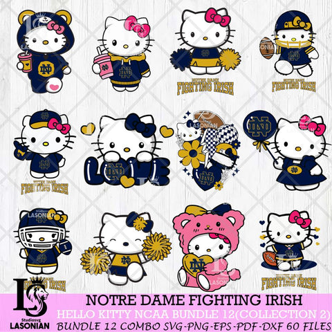 Notre Dame Fighting Irish Hello Kitty Bundle 12 SVG Svg Eps Dxf Png File, Digital Download, Instant Download