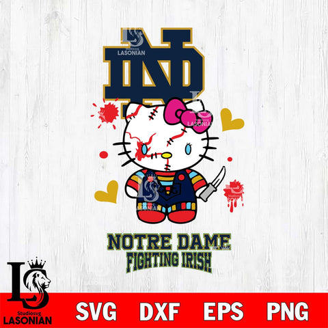 Notre Dame Fighting Irish Hello Kitty Horror 2 Svg Eps Dxf Png File, Digital Download