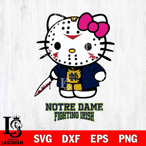 Notre Dame Fighting Irish Hello Kitty Horror 3 Svg Eps Dxf Png File, Digital Download