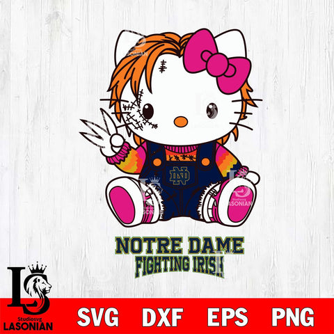 Notre Dame Fighting Irish Hello Kitty Horror Svg Eps Dxf Png File, Digital Download