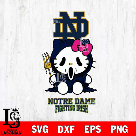 Notre Dame Fighting Irish Hello Kitty Horror 4 Svg Eps Dxf Png File, Digital Download