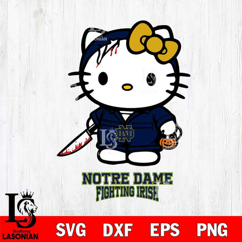 Notre Dame Fighting Irish Hello Kitty Horror 5 Svg Eps Dxf Png File, Digital Download