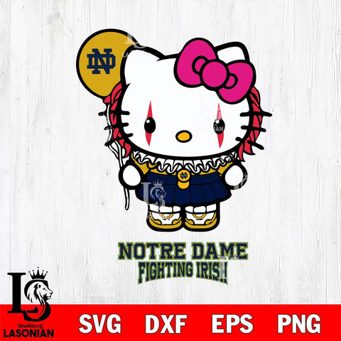 Notre Dame Fighting Irish Hello Kitty Horror 7 Svg Eps Dxf Png File, Digital Download