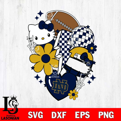 Notre Dame Fighting Irish Hello Kitty NCAA 2 Svg Eps Dxf Png File, Digital Download, Instant Download