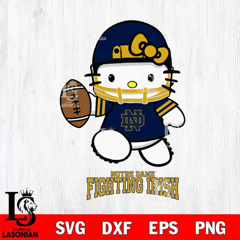 Notre Dame Fighting Irish Hello Kitty NCAA 4 Svg Eps Dxf Png File, Digital Download, Instant Download