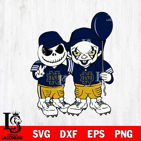Notre Dame Fighting Irish Jack Skellington And Pennywise Football Svg Eps Dxf Png File, NCAA svg, Digital Download, Instant Download