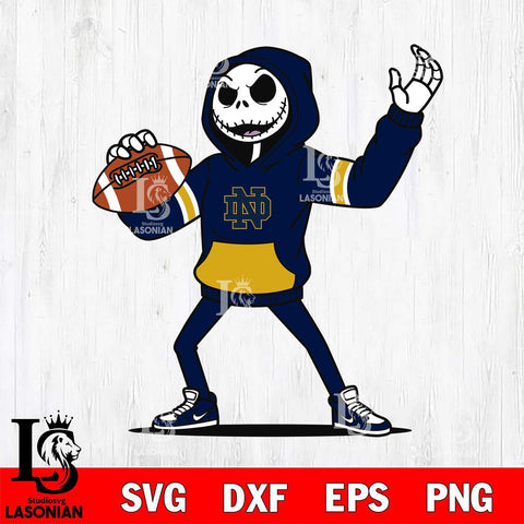 Notre Dame Fighting Irish Jack Skellington Football Christmas File Cut, NCAA SVG DXF EPS PNG FILE, Digital Download , Criucut , Silhouette