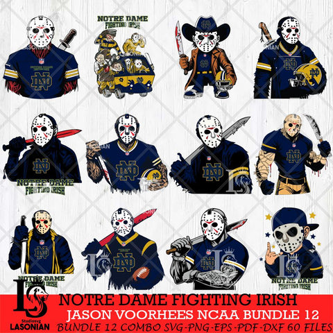 Notre Dame Fighting Irish Jason Voorhees Horror Bundle 12 SVG Eps Dxf Png File, bundle NCAA svg, Digital Download, Instant Download