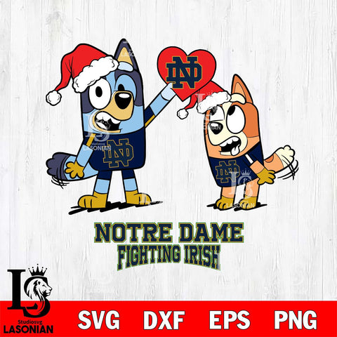 Notre Dame Fighting Irish Love Bluey Christmas Svg Eps Dxf Png File, Digital Download