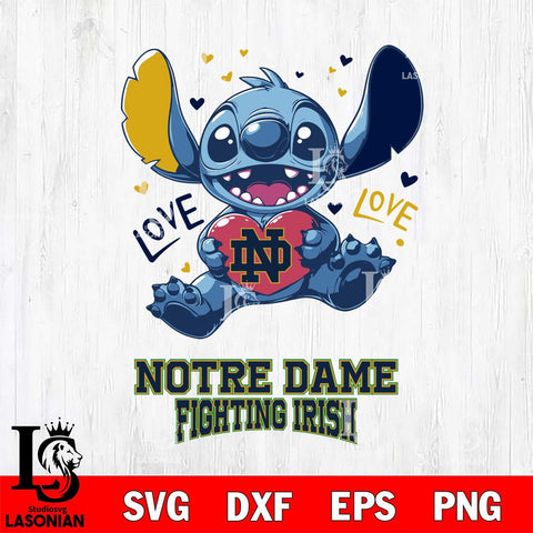 Notre Dame Fighting Irish Love Stitch, Svg Eps Dxf Png File, Digital Download