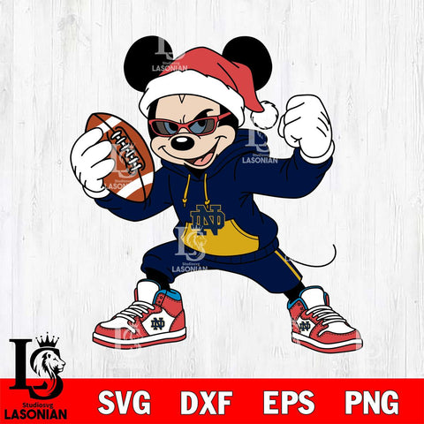 Notre Dame Fighting Irish Mickey Cool Football Christmas File Cut, NCAA SVG DXF EPS PNG FILE, Digital Download , Criucut , Silhouette