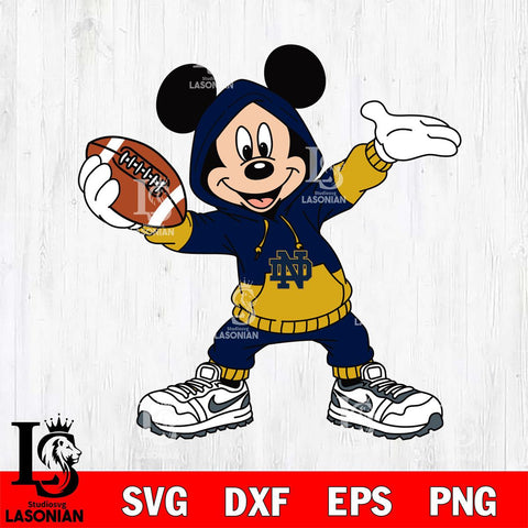Notre Dame Fighting Irish Mickey Disney Football Christmas File Cut, NCAA SVG DXF EPS PNG FILE, Digital Download , Criucut , Silhouette