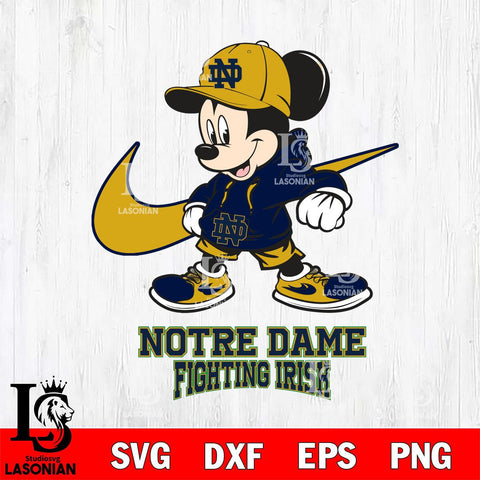 Notre Dame Fighting Irish Mickey Mouse NIKE, Svg Eps Dxf Png File, Digital Download