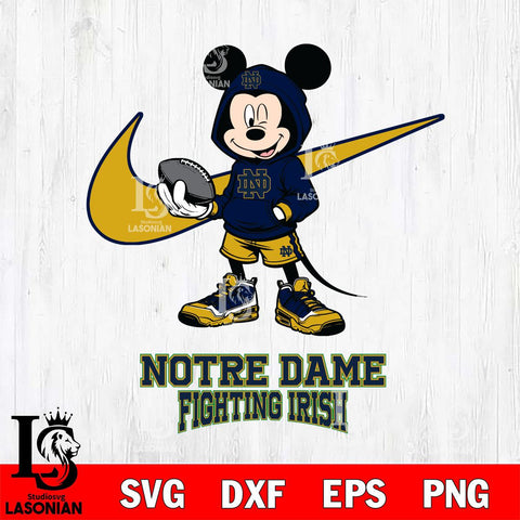 Notre Dame Fighting Irish Mikey Mouse Disney NIKE, Svg Eps Dxf Png File, Digital Download