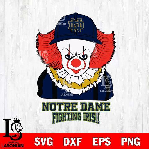 Notre Dame Fighting Irish Pennywise Horror Sport 10 Svg Eps Dxf Png File, Digital Download