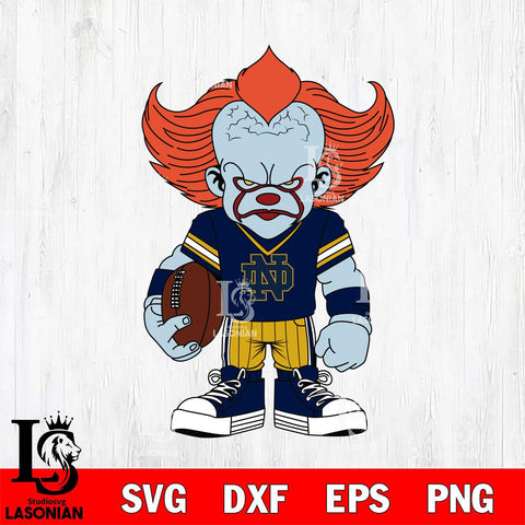 Notre Dame Fighting Irish Pennywise Horror Sport 11 Svg Eps Dxf Png File, Digital Download