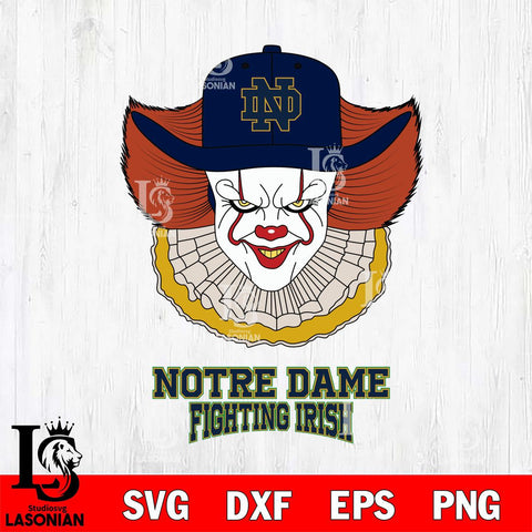 Notre Dame Fighting Irish Pennywise Horror Sport 12 Svg Eps Dxf Png File, Digital Download