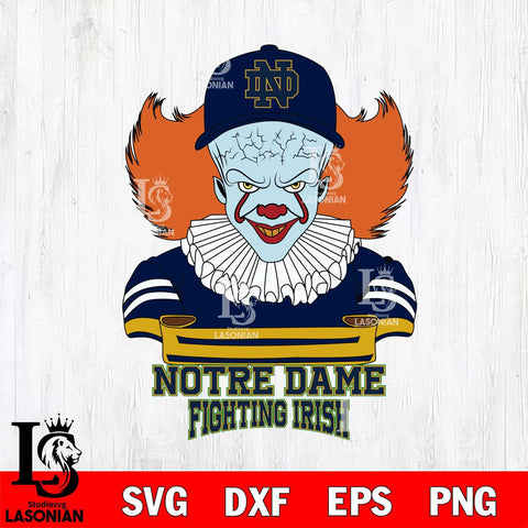 Notre Dame Fighting Irish Pennywise Horror Sport 2 Svg Eps Dxf Png File, Digital Download