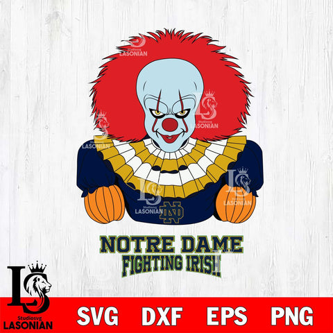 Notre Dame Fighting Irish Pennywise Horror Sport 3 Svg Eps Dxf Png File, Digital Download