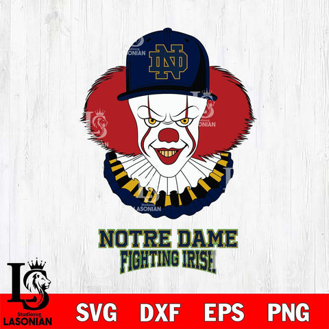 Notre Dame Fighting Irish Pennywise Horror Sport 4 Svg Eps Dxf Png File, Digital Download