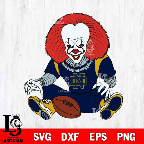 Notre Dame Fighting Irish Pennywise Horror Sport 6 Svg Eps Dxf Png File, Digital Download
