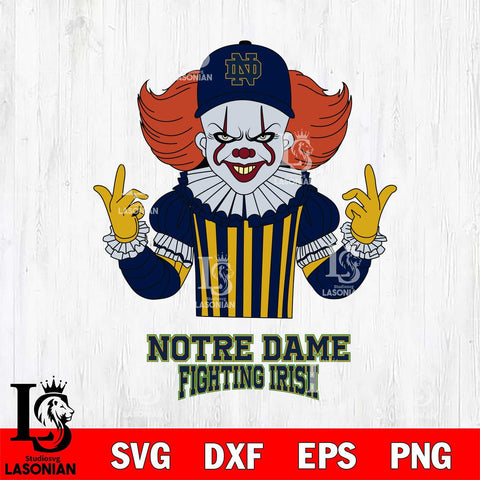 Notre Dame Fighting Irish Pennywise Horror Sport 8 Svg Eps Dxf Png File, Digital Download