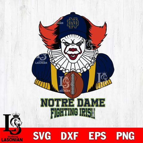 Notre Dame Fighting Irish Pennywise Horror Sport 9 Svg Eps Dxf Png File, Digital Download