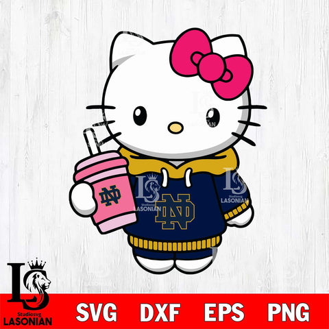 Notre Dame Fighting Irish Pretty Hello Kitty Svg Eps Dxf Png File, Digital Download, Instant Download