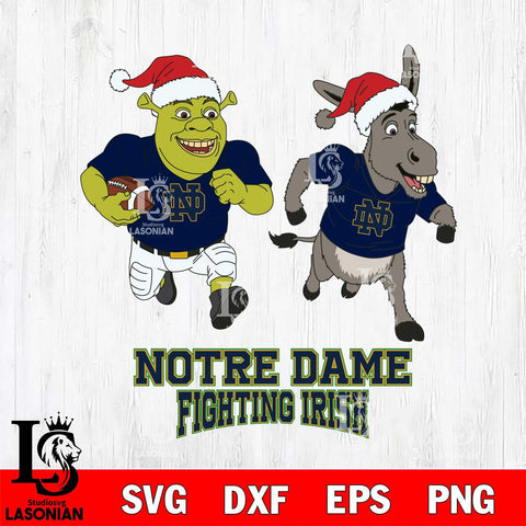Notre Dame Fighting Irish Shrek and Donkey Football Cricut,Christmas SVG DXF EPS PNG FILE, NCAA Digital Download,Instant Download, Silhouette