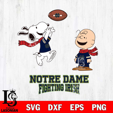 Notre Dame Fighting Irish Snoopy & Charlie Brown Football Cricut,Christmas SVG DXF EPS PNG FILE, NCAA Digital Download,Instant Download, Silhouette