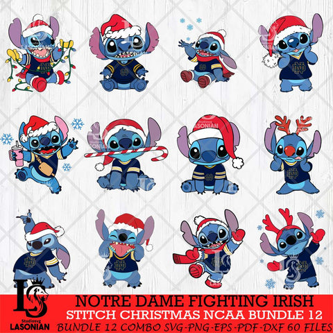 Notre Dame Fighting Irish Stitch Christmas NCAA Bundle 12 Svg Eps Dxf Png File, Digital Download, Instant Download