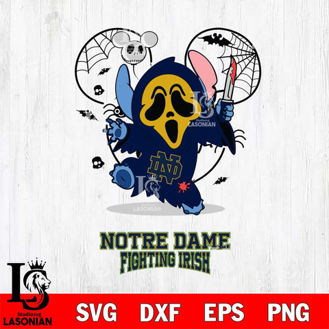 Notre Dame Fighting Irish Stitch Ghost Face Halloween 2 Svg Eps Dxf Png File, Digital Download, Instant Download