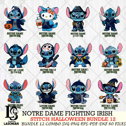 Notre Dame Fighting Irish Stitch Horror Bundle 12 SVG Svg Eps Dxf Png File, NCAA svg, Digital Download, Instant Download