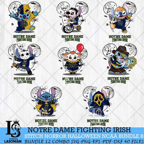 Notre Dame Fighting Irish Stitch Horror Halloween Bundle NCAA Svg Eps Dxf Png File, Digital Download, Instant Download