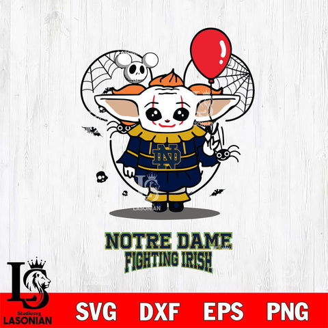 Notre Dame Fighting Irish Stitch Pennywise Halloween Svg Eps Dxf Png File, Digital Download, Instant Download