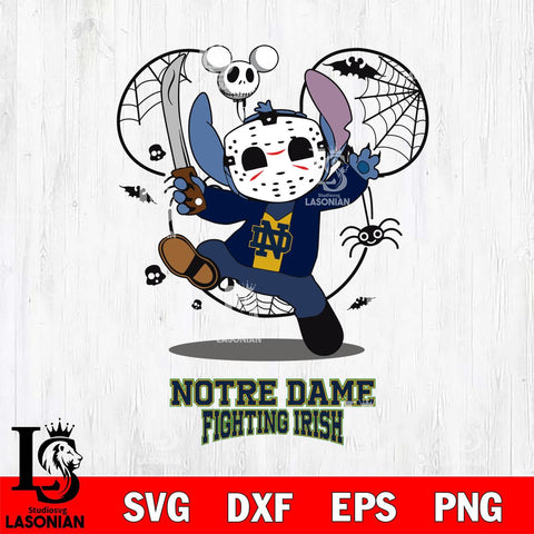 Notre Dame Fighting Irish Stitch jason voorhees Halloween Svg Eps Dxf Png File, Digital Download, Instant Download
