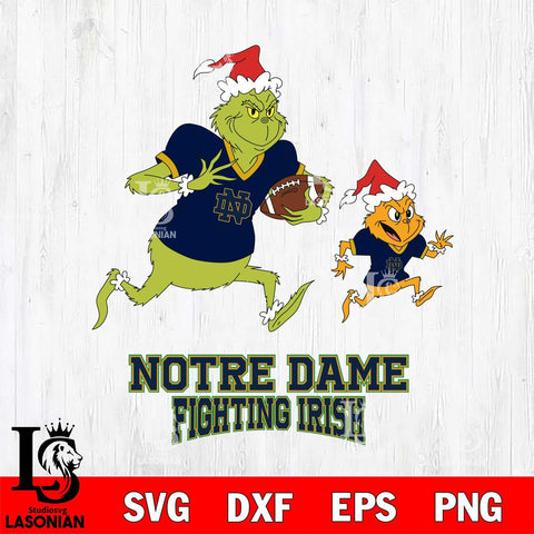 Notre Dame Fighting Irish The Grinch & Max Football Cricut,Christmas SVG DXF EPS PNG FILE, NCAA Digital Download,Instant Download, Silhouette