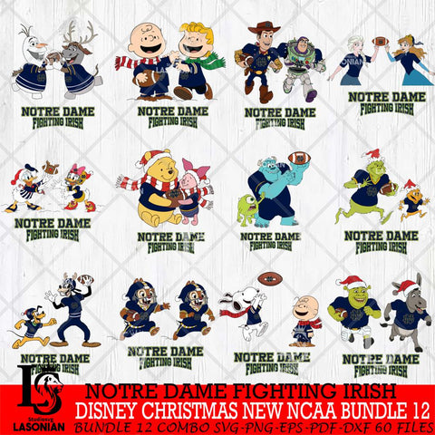 Notre Dame Fighting Irish  Disney Christmas New NCAA Bundle 12 Cricut,Christmas SVG DXF EPS PNG FILE, BUNDLE NCAA Digital Download,Instant Download, Silhouette