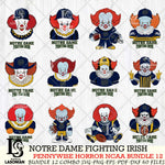 Notre Dame Fighting Irish  Pennywise Horror NCAA Bundle 12 SVG Svg Eps Dxf Png File, Digital Download
