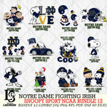 Notre Dame Fighting Irish  Snoopy NCAA Bundle 12 SVG Svg Eps Dxf Png File, Digital Download