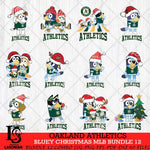 Oakland Athletics Bluey Christmas MLB Bundle 12 file Cricut , Bluey Cricut , Christmas Svg , Bluey svg , Digital Download, dxf eps png pdf file