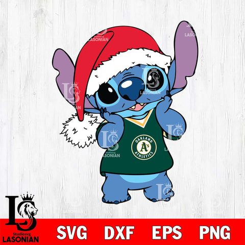 Oakland Athletics Cute Stitch Christmas SVG DXF EPS PNG file, Cut file cricut, Instant Download
