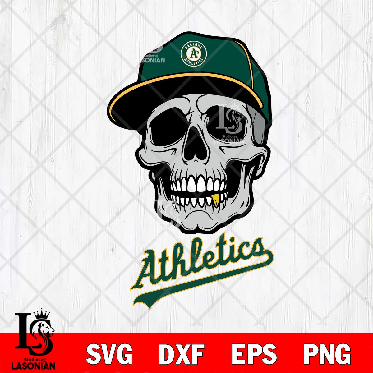 Oakland Athletics Skull Gold Tooth Baseball SVG file,MLB File cut , Di ...