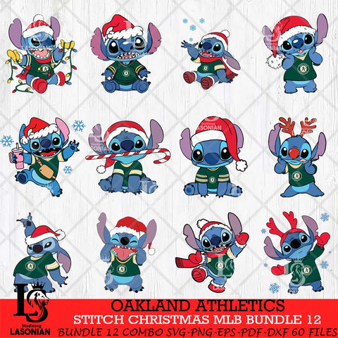 Oakland Athletics Stitch Christmas MLB Bundle 12 SVG DXF EPS PNG file, Cut file cricut, Instant Download