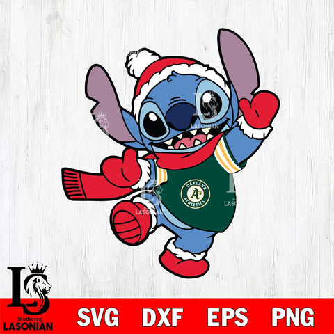 Oakland Athletics Stitch Disney Christmas SVG DXF EPS PNG file, Cut file cricut, Instant Download