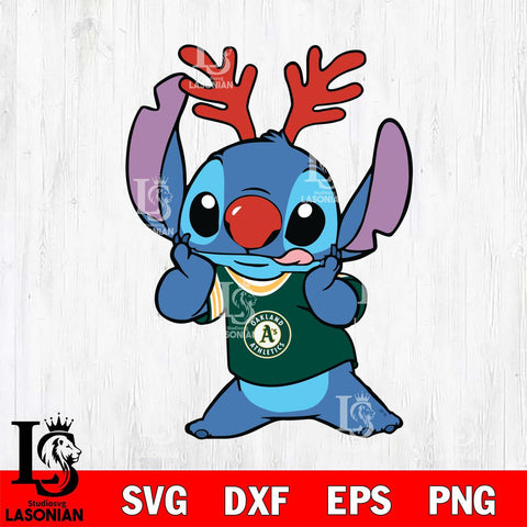 Oakland Athletics Stitch Reindeer SVG DXF EPS PNG file, Cut file cricut, Instant Download