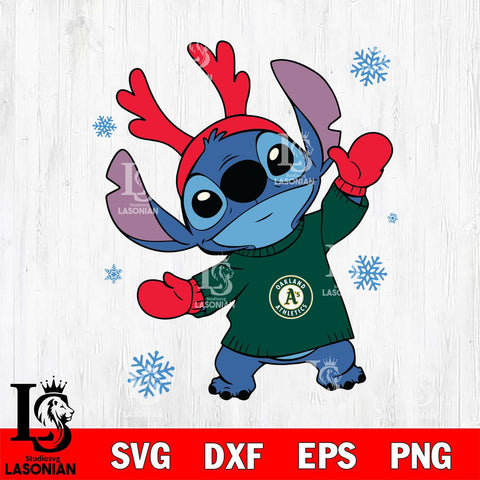 Oakland Athletics Stitch Santa Christmas SVG DXF EPS PNG file, Cut file cricut, Instant Download