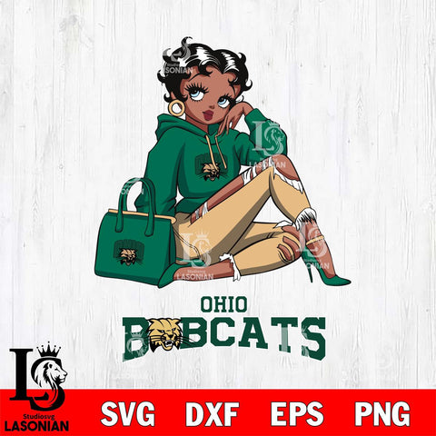 Ohio Bobcats Awesome Black Fan Girl Betty Boop, Svg Eps Dxf Png File, Digital Download