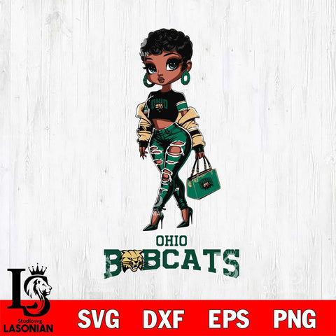 Ohio Bobcats Beautiful Black Fan Girl, Svg Eps Dxf Png File, Digital Download
